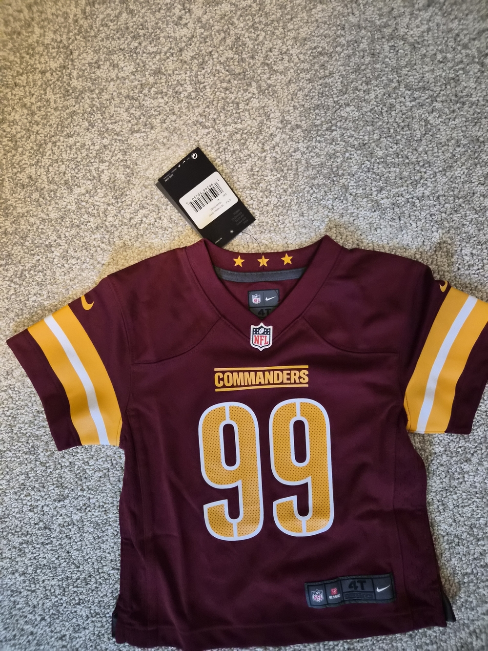 NFL Kids Commanders Burgundy & Gold #99 Chase Young